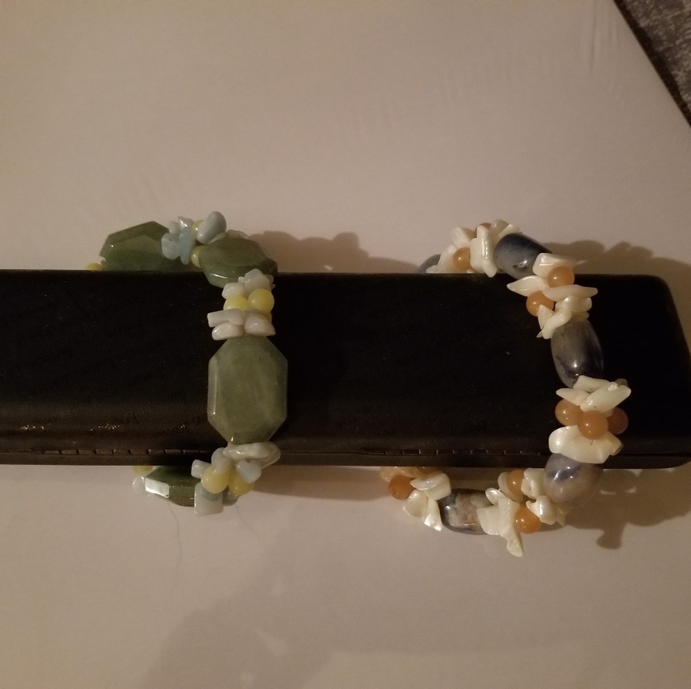 Set of 2 Chunky Stone & Bead Bracelets